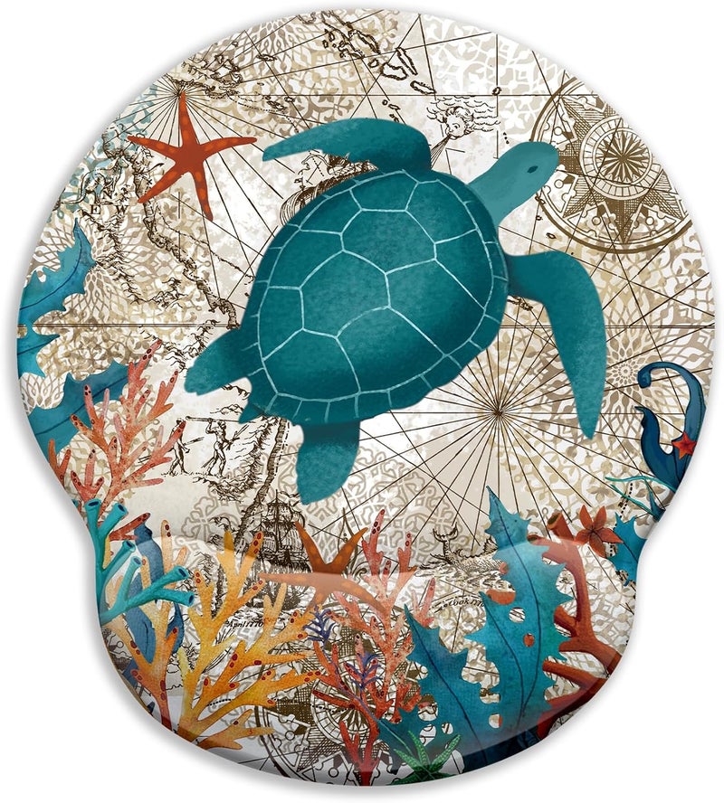 Blusabaca Ergonomic Mouse Pad with Wrist Rest, Sea Turtle Mouse Pads Wrist Support for Desk, Cute Gaming Mousepad for Wireless Mouse Laptop Computer Work Home Desk Accessories Office Supplies Decor - Image 1